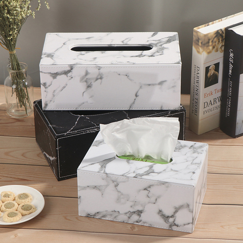 PU Leather Facial Tissue Box Cover Napkin Holder Paper Towel Dispenser Box ► Photo 1/6