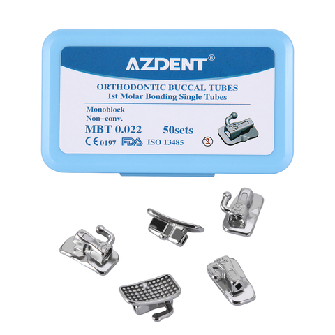 200Pcs/Box AZDENT Orthodontic 1st Molar Bondable Monoblock Non-Convertible Single Roth/MBT 0.022 Buccal Tube ► Photo 1/6