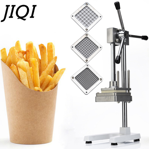 JIQI Stainless Steel Home French Fries Cutters Potato Chips Strip vegetable Cutting Machine Maker Slicer Chopper With 3 Blades ► Photo 1/1