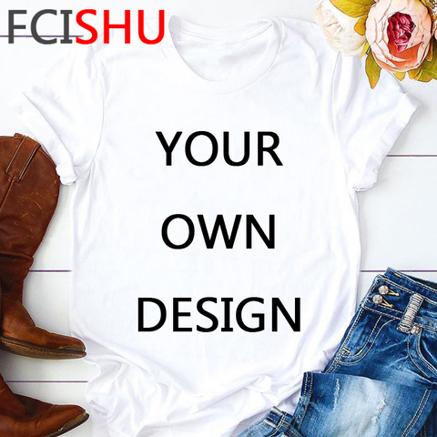 Customize Your Like Photo or Logo Your OWN Design T Shirt Men Unisex White Pink T-shirt Casual Short Sleeve Tshirt Top Tees Male ► Photo 1/3