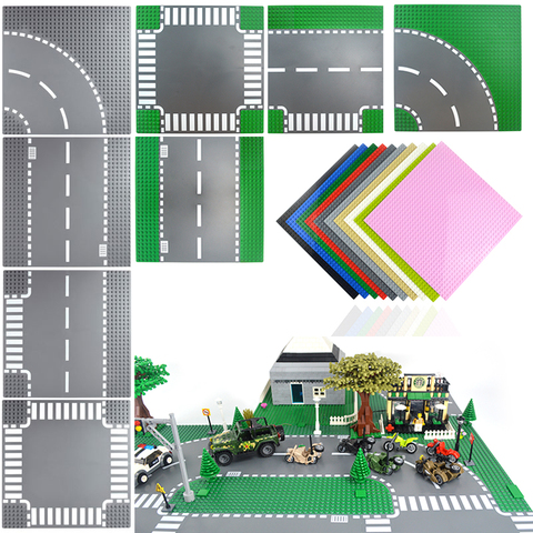 Classic Base Plates 4 Styles Plastic Assembly Brick Baseplate Figures City Street Road Plate Compatible All Brand Building Block ► Photo 1/6