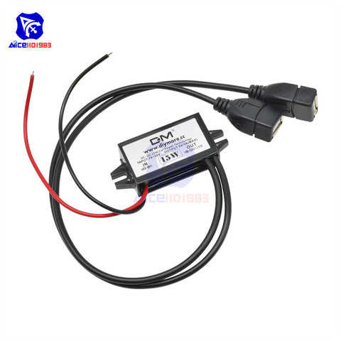 diymore DC-DC 12V to 5V 3A 15W Buck Converter Step Down Power Supply Module Dual Female USB Output Adapter for Car ► Photo 1/6