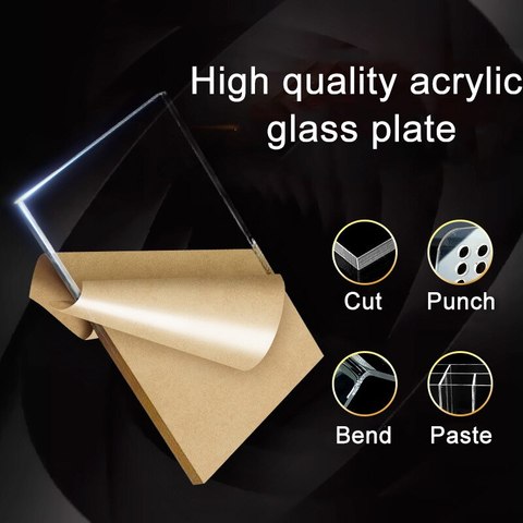 Transparent plexiglass plastic sheet acrylic sheet plexiglass polymethacrylate 1mm-9mm thickness 10x20cm length ► Photo 1/6