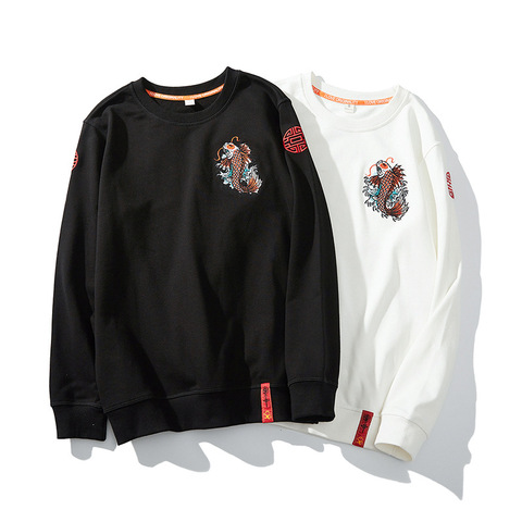 Carp Anime Embroidered Sweatshirts Men's Spring Hoodies Crewneck Pullover Boys Japan Harajuku Yokosuka Souvenir Clothes Winter ► Photo 1/5