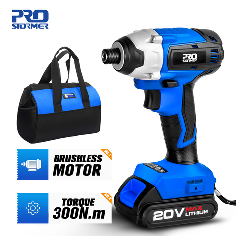 300Nm Electric Cordless Drill Screwdriver Brushless Motor Impact Driver Combo Kit 34pcs Drill Bits 20V Power Tool by PROSTORMER ► Photo 1/6