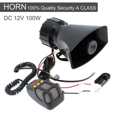 DC12V 100W Motorcycle Car Auto Vehicle Truck 3/5/7 Sound Tone Loud Horn Siren Police Firemen Ambulance Warning Alarm Loudspeaker ► Photo 1/6