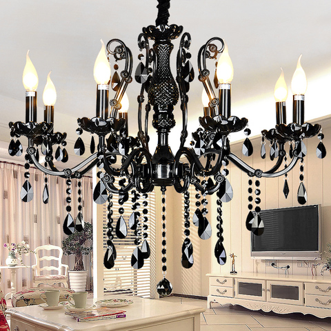 modern chandeliers lights led crystal candle chandelier American restaurant bedroom retro iron candle Black Chandelier Home E14 ► Photo 1/6