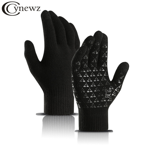 Winter Men Knitted Gloves Touch Screen Non-slip Rubber High Quality Male Gloves Thicken Warm Gloves Autumn Men Mittens ► Photo 1/6