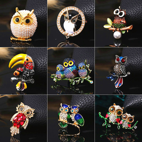 36 Kinds of Fashion Owl animal badge brooch jewelry metal diamond owl bird brooch clothes accessories gifts ► Photo 1/6