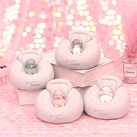 New Year Gift Pig Figure Money Box Cute Resin Bunny Piggy Bank Figurine Table Ornament Lovely Sofa Animal Decoration ► Photo 1/5
