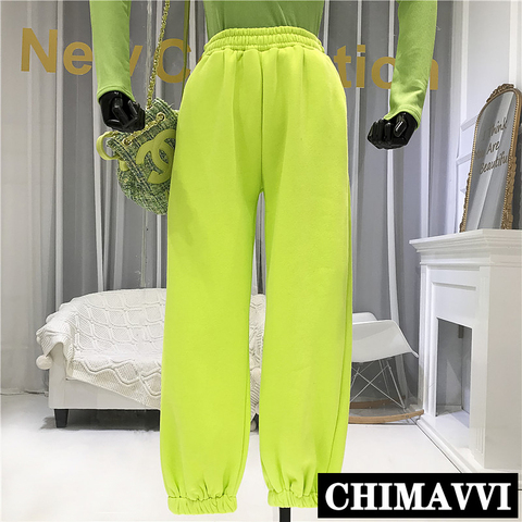 2022 New Spring Candy Color Casual Pants Women Loose Straight Trousers Sweatpants Female Elastic Waist Sports Pants Students ► Photo 1/6