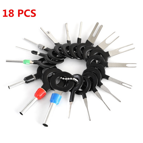 New!18 pcs Auto Car Plug Circuit Board Wire Harness Terminal Extraction Pick Connector Crimp Pin Back Needle Remove Tool Set ► Photo 1/6