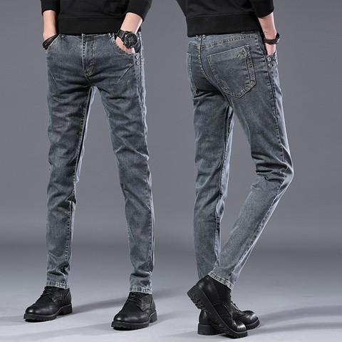 Mens Pencil Pants Trousers Slim Fit Skinny Casual Jeans Denim Multicolor  Pants 