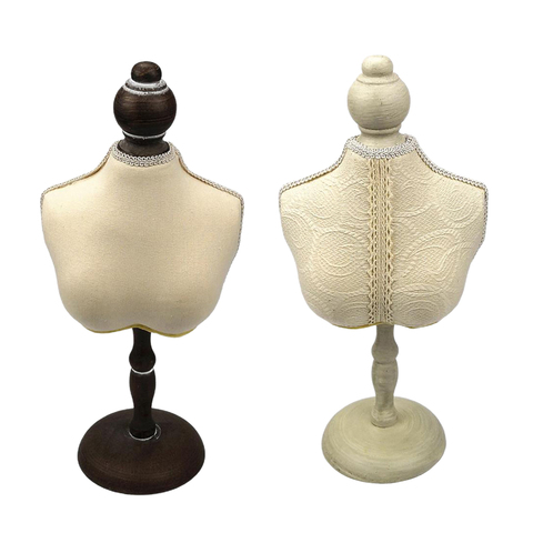 Elegant Necklace Display Mannequin Bust with Wood Base Jewelry Chokers Stand ► Photo 1/6