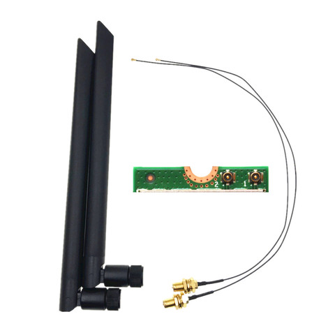 2 x 6dBi Dual Band M.2 IPEX MHF4 U.fl RP-SMA Wifi Antenna Set for Intel AX200 AX201 9260 9560 8265 8260 7265 7260 NGFF M.2 Card ► Photo 1/6