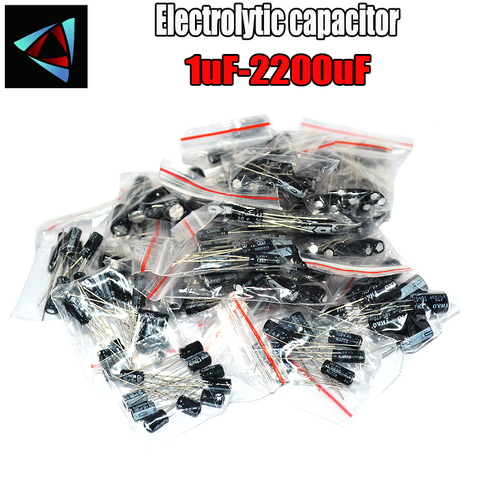 120pcs/lot 15 value Electrolytic Capacitors 50V 1uF-2200uF Sample Kit Radial Electrolytic Capacitor Assortment Set 2.2UF 4.7UF ► Photo 1/4