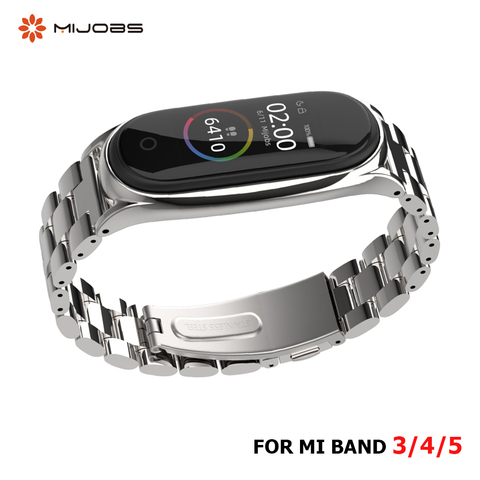 Strap For Xiaomi Mi Band 5 4 3 Stainless Metal Opaska Correa Mi Bend 4 Miband  5 Wristbands Bracelet Global Version NFC - Price history & Review, AliExpress Seller - MIJOBS Online Store