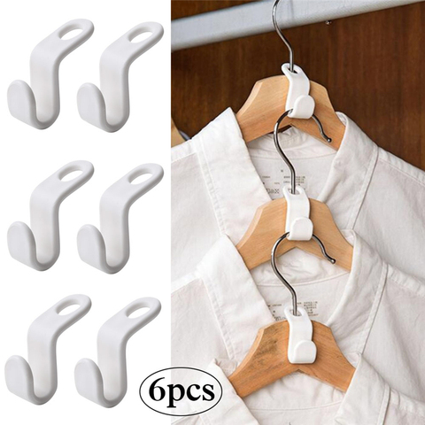 6/ 12pcs Clothes Hanger Hook Folding Storage Clothes Rack Wardrobe Hanging Hanger Connection Hook Space Saving Connectors ► Photo 1/6