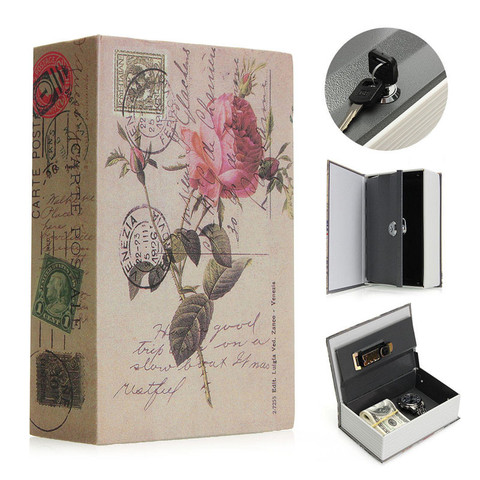 Book Safes Fun Simulation Key Lock Book box Metal Steel Cash Secure Secret Hidden Piggy Bank Storage Box (Size 18*11.5*5.5cm) ► Photo 1/5