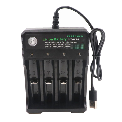 Portable USB 18650 Battery Charger Black 4 Slots AC 110V 220V Dual For 18650 Charging 3.7V Rechargeable Lithium Battery ► Photo 1/6