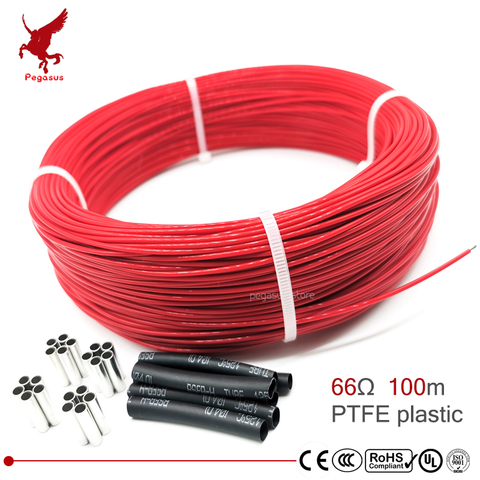 66ohm 100m multipurpose 6k PTFE  carbon fiber heating cable 5V-220V floor heating  high quality infrared heating wire warm floor ► Photo 1/6