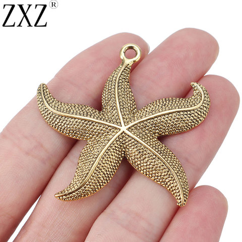 ZXZ 5pcs Antique Gold Large Sea Star Starfish Charms Pendants for Necklace Jewelry Making Findings 49x47mm ► Photo 1/2