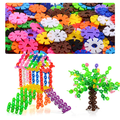 300pcs+barrel 3D Puzzle Jigsaw Plastic Snowflake Building Creative Toys Kids Flakes Interlocking Plastic Disc Construction Set ► Photo 1/4