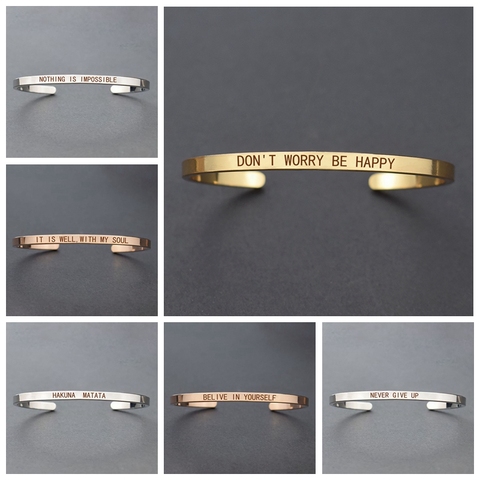 Inspirational Quotes Cuff Bracelet 