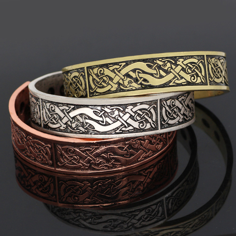 Antique Bronze Vikings Runes Cuff Bracelets Bangles Men Women Zinc Alloy Wristband Dragon Viking Unisex Pulseras Jewelry Gifts ► Photo 1/6