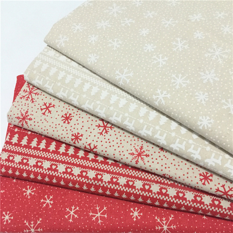 linen fabric Christmas decoration white snowflake red elk print linen cloth tablecloth diy handmade patchwork fabric new ► Photo 1/6