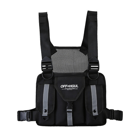 2022 Black Vest Hip Hop Streetwear Functional Tactical Harness Chest Rig BagKanye West Waist Pack Chest Utility Pack ► Photo 1/6