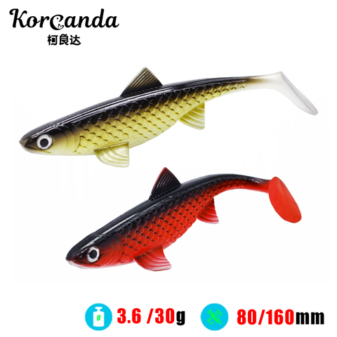 30g/160mm Soft Plastic Silicon Fishing Lures Worm 3D Eyes T-Tail Artificial Fishing Lure Big Bait ► Photo 1/6