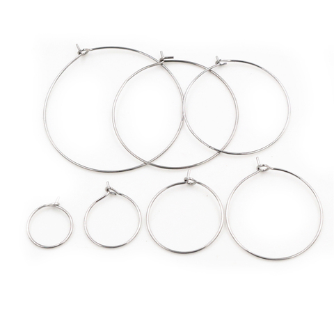 50pcs 12 15 20 25 30 35 40 45mm 316 Stainless Steel Hoops Earrings Big Circle Ear Wire Hoops Earrings Wires For Jewelry Findings ► Photo 1/3