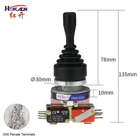 30mm Joystick Switch Momentary 4 Position Rocker Switch latching Spring Return Monolever Cross Wobble Stick Switch HKA1-41QZ QY ► Photo 1/6