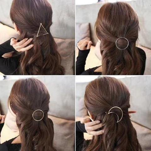 Fashion Women Round Moon Hair Clip Hairpin Barrette Hair Accessory A91 ► Photo 1/6
