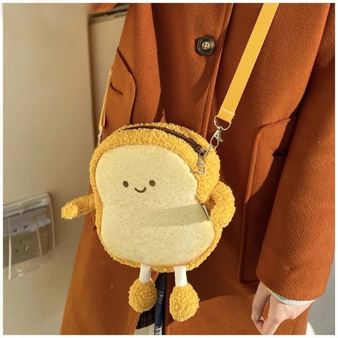 Simulation Kawaii Bread Toast Backpack Plush Toys Cute Plush Doll Soft Food Bag Pillow Shopping for Kids Girls Birthday Gifts ► Photo 1/6