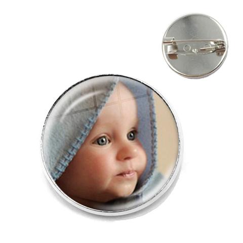 Custom Brooch Photo Mum Dad Baby Children Grandpa Parents Custom Designed Logo Photo Gift For Family Anniversary Collar Pins ► Photo 1/4