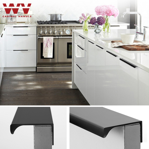 WV Invisible Handles Drawer Dark Handle Black Hidden Cabinet Handles 160mm Curved Handle Knob Cabinet Closet Hidden Pulls 9003 ► Photo 1/6