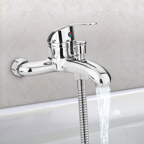 Zinc Alloy Basin Faucets Chrome Wall Mounted Hot Cold Water Dual Spout Mixer Tap Faucet Splitter Bath Shower Basin ► Photo 1/6