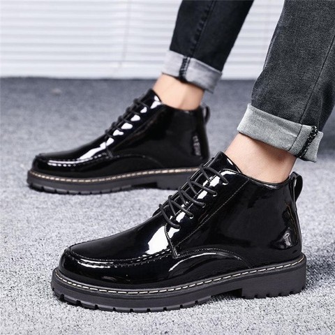 Genuine Leather Mens Martin Boots High-top Casual Retro Male Ankle Short Boots Autumn Brock Paint Leather Motorcycles Boots ► Photo 1/6