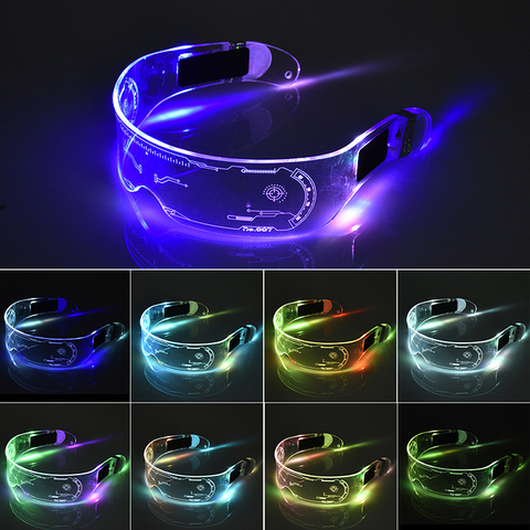 Colorful LED Luminous Glasses Futuristic Electronic Visor Glasses Light Up Glasses Prop for Halloween Party Festival Performance ► Photo 1/6