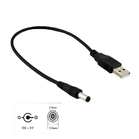 1pcs USB 2.0 Type A Male to 5.5mm x 2.5mm Plug Male 5V DC Power Supply Socket Charging Extension  Adapter Connector Cable 25cm ► Photo 1/6