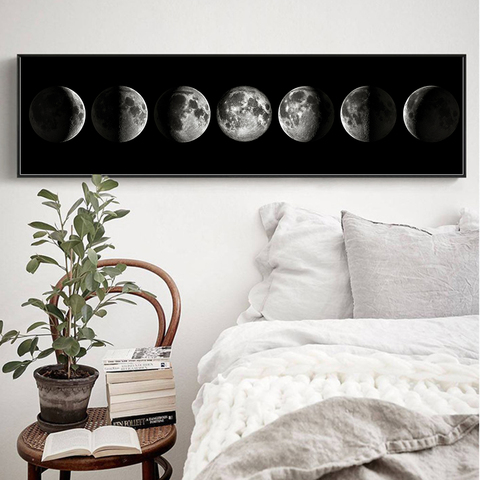 CNPAINTING Wall Art Moon Phase Black White Posters Canvas Art Prints Abstract Painting Wall Picture for Living Room Home Decor ► Photo 1/6