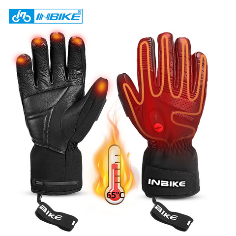 INBIKE USB Rechargeable Heated MTB Bike Gloves For Motorcycle Ski Cycling Gloves Winter Waterproof Electric Thermal Warm Gloves ► Photo 1/6