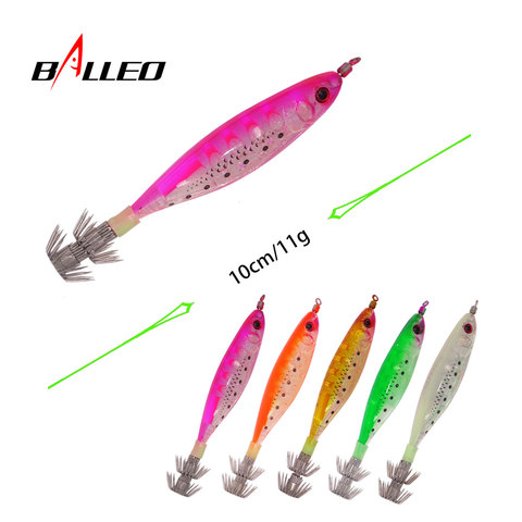 Balleo 1pcs Laser Squid Jig 10cm/11g Fishing Wood Shrimp Lure Cuttlefish Jigs Sharp chicken Claw hook Octopus Bait ► Photo 1/6