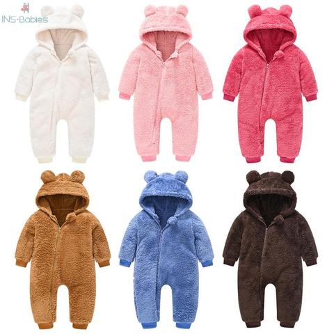 Autumn NewBorn Baby Clothes Spring Baby Girl Romper With Ears hooded Cute Climbing Jumpsuit For Boys 6 Colors Infant With Zipper ► Photo 1/6