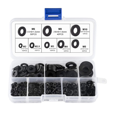 500 Pieces Plastic Washers Rubber Flat Washers Nylon Washers Corrosion-Free Washers for Industrial Fixings _WK ► Photo 1/6