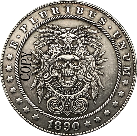 Hobo Nickel 1890-CC USA Morgan Dollar COIN COPY Type 188 ► Photo 1/2