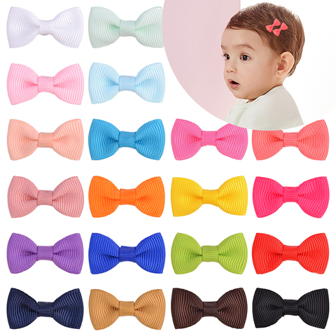 20PCS/Lot 1.3Inch Solid Bowknot With Metal Clip Sweet Gift Hairgrips For Girl Children Cute Small Hairpins Kids Hair Accessories ► Photo 1/6