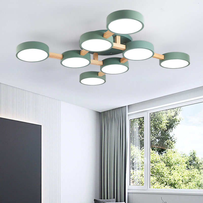 Modern nordic round plate ceiling lamp gray/white/green color LED lights for living room bedroom restaurant villa hotel cafe ► Photo 1/6